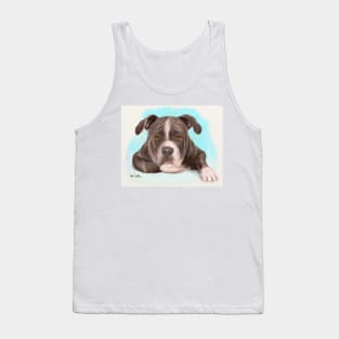 Big Tough Brown Pit Bull Lying Down and Looking at You Tank Top